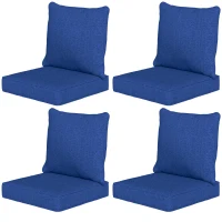 Outsunny Patio Chair Cushions Set of 4 with Seat & Backrest, Fade Resistant Seat Replacement Cushion Set, Navy Blue(m-1)