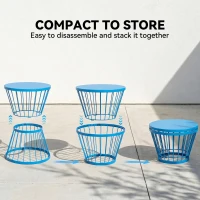 Outsunny 16" Patio Side Table, Garden End Table with Hourglass Design, Steel Accent Table for Outdoor and Indoor Use, Blue(m-5)