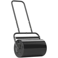 Outsunny 20-Inch Push/Tow Behind Lawn Roller Filled with 10 Gal Water or Sand for Flattening Sod in the Garden, Black(m-11)