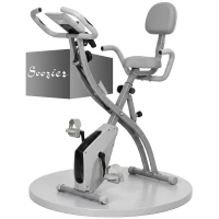 Soozier 3 in 1 Folding Exercise Bike, Foldable Stationary Bike with 8-Level Magnetic Resistance, Adjustable Seat, Grey(m-9)