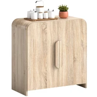 HOMCOM Sideboard Buffet Cabinet, 31.5" Modern Kitchen Storage Cabinet with Soft-Close Door and Adjustable Shelf, Natural Wood(m-9)