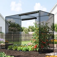 Outsunny 8' x 4' x 6' Crop Cage, Plant Protection Tent with Zippered Doors for Vegetable Garden, Backyard, Black(m-2)