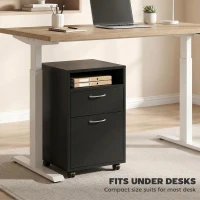 HOMCOM Mobile Storage Cabinet Organizer with Drawer and Cabinet, Printer Stand with Castors, Black(m-6)