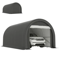 Outsunny 10' x 16' Carport, Heavy Duty Portable Garage Storage Tent with Large Zippered Door, Anti-UV PE Canopy Cover for Car, Truck, Boat, Motorcycle, Bike, Garden Tools, Outdoor Work, Gray(m-1)