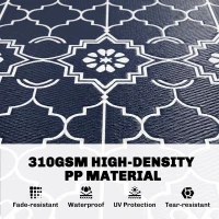 Outsunny Reversible Outdoor Rug Carpet with LED Lights, 12' x 9' PP Straw Rug with Carry Bag and Ground Stakes(m-6)
