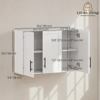 HOMCOM Modern Medicine Cabinet Wall Mounted, Bathroom Wall Cabinet with 3 Doors and Adjustable Shelves, White(m-3)