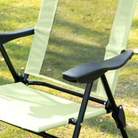 Outsunny Set of 4 Folding Patio Chairs, Camping Chairs with Adjustable Sling Back, Removable Headrest, Armrest for Garden, Backyard, Lawn, Light Green(m-9)