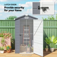 Outsunny 4.4' x 3.3' Plastic Garden Storage Shed with Latch Door, Vents, Sloped Roof, Grey(m-7)