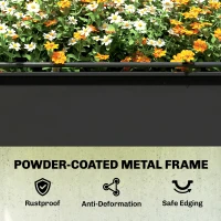 Outsunny Raised Garden Bed with Flip-Up Greenhouse Cover, Metal Elevated Garden Bed with Legs and Drainage Hole, Black(m-9)