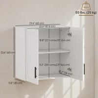 HOMCOM 2-Piece Simple Medicine Cabinet Wall Mounted, Bathroom Wall Cabinet with 2 Doors and Adjustable Shelf Storage, White(m-3)