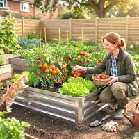Outsunny 4' x 4' x 1' Galvanized Raised Garden Bed, Metal Garden Box with Open Bottom, Easy Assembly Outdoor Planter Box for Vegetables Flowers Herbs, Silver(m-8)