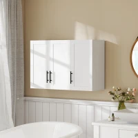 HOMCOM Modern Medicine Cabinet Wall Mounted, Bathroom Wall Cabinet with 3 Doors and Adjustable Shelves, White(m-1)