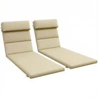 Outsunny Patio Chaise Lounge Chair Cushions Replacement Sun Lounger Pads with Headrest and Ties, Set of 2, Beige(m-9)