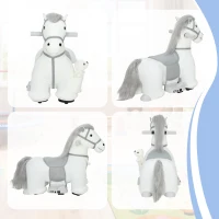 Qaba 6V Ride On Horse, Battery Powered Ride on Toy, Electric Kids Riding Pony with Bear Toy, Music for Aged 1.5-5 Years(m-8)
