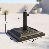 Outsunny 20 lbs Patio Market Umbrella Base Stand Resin Parasol Holder Square with Beautiful Decorative Pattern & Easy Setup, for Φ1.5", Φ1.89" Pole, for Beach, Lawn, Deck, Backyard, Garden, Bronze(m-3)
