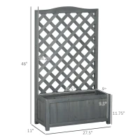 Outsunny 46" Wooden Planter with Trellis, Raised Garden Bed to Grow Vegetables, Herbs, Flowers for Backyard, Patio, Gray(m-3)