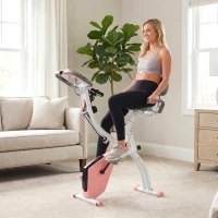 Soozier 3 in 1 Folding Exercise Bike, Foldable Stationary Bike with 8-Level Magnetic Resistance, Adjustable Seat, Pink(m-9)