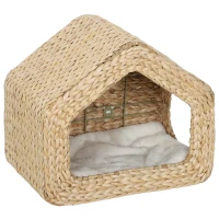 PawHut Wall Mounted Cat House, Cat Wall Furniture, Cat Wall Shelf with Washable Cushion, Natural(m-1)