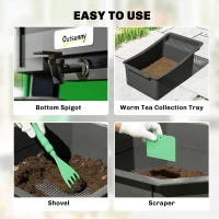 Outsunny 4-Tray Worm Composter Bin, 7.4 Gal Outdoor & Indoor Worm Composter for Recycling Food Waste, Dark Green(m-8)