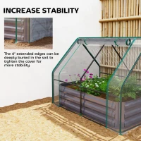 Outsunny 4 x 3ft Raised Garden Bed with Mini Greenhouse, Galvanized Raised Garden Bed with Cover, Clear and Dark Gray(m-9)
