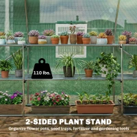 Outsunny 10'x11'x6' Walk-in Tunnel Greenhouse with Shelves, Mesh Door and Windows, Hoop House Greenhouse with PE Cover, Green(m-4)