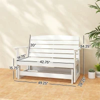 Outsunny Patio Glider Bench w/ HDPE Slatted Double Rocking Chair, White(m-3)