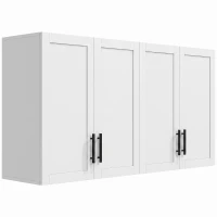 HOMCOM 2-Piece Simple Medicine Cabinet Wall Mounted, Bathroom Wall Cabinet with 2 Doors and Adjustable Shelf Storage, White(m-13)