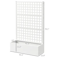 Outsunny Galvanized Raised Garden Bed Planter Box with Trellis for Climbing Plants, Vegetable, Vines, 43" x 16" x 70", White(m-3)