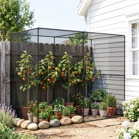 Outsunny 8' x 4' x 6' Crop Cage, Plant Protection Tent with Zippered Doors for Vegetable Garden, Backyard, Black(m-10)