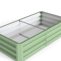 Outsunny Galvanized Raised Garden Bed, Outdoor Planter Box for Vegetables, Flowers, Herbs, 4' x 2' x 1', Light Green(m-11)