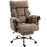 HOMCOM Desk Chair, Computer Office Chair with Footrest, Adjustable Backrest and Headrest, Light Brown(m-9)