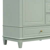 Stylish Bathroom Vanity with Easy-Clean Ceramic Sink, Ideal Cabinet for Modern Bathrooms, 30" L x 18.5" W x 33.5" H, Light Green(m-13)