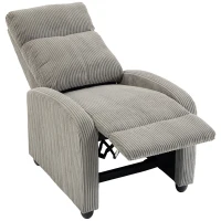 HOMCOM Corduroy Home Theater Seating, Push Back Recliner Chair with Padded Seat for Living Room, Grey(m-2)