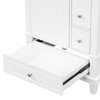 Spacious Bathroom Vanity with 3 Drawers and One-Door Cabinet, Freestanding Cabinet for Small Bathrooms, 24" L x 18.5" W x 34" H, White(m-12)