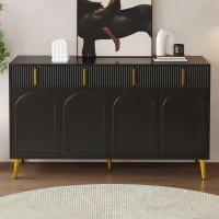 Spacious Sideboard with Adjustable Shelves, Versatile Storage Cabinet for Living and Dining Rooms, 47" L x 15" W x 32.5" H, Black(m-4)
