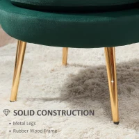 HOMCOM Modern Accent Chair, Velvet-Touch Fabric Leisure Club Chair with Gold Metal Legs for Bedroom, Dark Green(m-6)