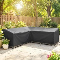 Outsunny V-Shaped Patio Furniture Cover, Waterproof Outdoor V-Shaped Sectional Sofa Cover with Air Vent, 85" x 85", Black(m-7)