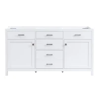 59-inch Bathroom Vanity Cabinet with Soft-Close Hinges, Divider Drawer Storage Console with Sturdy MDF Construction, 58.5'' L x 19'' W x 31.5'' H, White(m-1)