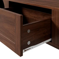Sliding-Door TV Cabinet with Spacious Drawer and 2 Sliding Doors, Modern Wood TV Stand for Living Room, 67'' L x 15.5'' W x 15'' H, Walnut(m-10)