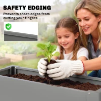 Outsunny Raised Garden Bed Galvanized Planter Box Outdoor with Gloves for Gardening Vegetables, Flower, Herb, 2.6 x 1 x 2 ft, Gray(m-6)
