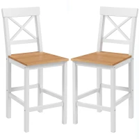HOMCOM Counter Height Stools Set of 2, Farmhouse Bar Stools with Backs, Solid Wood Counter Stools for Kitchen Island(m-2)