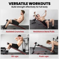 Soozier Foldable Sit Up Bench Core Workout for Home Gym Black(m-4)
