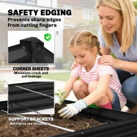 Outsunny 8 x 4 x 1ft Galvanized Raised Garden Bed, Reinforced Outdoor Planter Box with Open Bottom, Black(m-7)