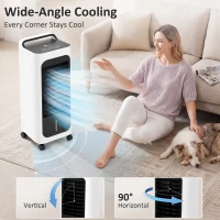 HOMCOM Room Air Cooler with Ice Packs, Ice Cooling Fan Water Humidifier Unit with Remote, Timer, Oscillating(m-7)