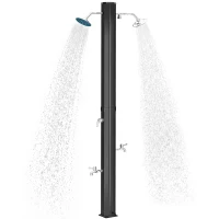 Outsunny 9.2 Gallon Solar Heated Outdoor Shower, 7.1ft with 2 Free-Rotating Shower Heads & Foot Showers for Poolside Beach Spa(m-13)
