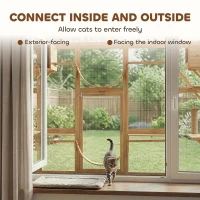 PawHut Catio Playground Cat Window Box Outside Enclosure for Multiple Cats w/ Shelves & Bridges, Yellow(m-4)