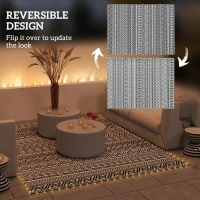 Outsunny Outdoor Rug Carpet with USB Lights Reversible Patio Rug with Carry Bag for Camping 12' x 9'(m-5)