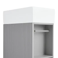 Practical Bathroom Vanity with 2-Tier Storage Shelves and Toilet Paper Holder, Compact Cabinet for Small Bathrooms, 18.5" L x 10.5" W x 33" H, Gray(m-9)