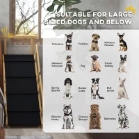 PawHut Dog Ramp, Adjustable Height Pet Steps, Foldable Dog Stairs with Non-slip Mat for Small to Large Dogs(m-4)