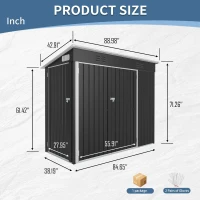 Galvanized Steel Outdoor Storage Shed with Ventilated Top Vents, Weatherproof Utility Shed with 3 Access Doors, 89'' L x 43'' W x 71'' H, Black(m-3)
